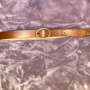 Target Tan Leather Belt with Gold Buckle